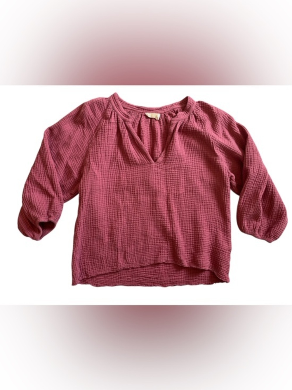 Nation LTD cotton V-Neck Blouse - Rose- waffle knit